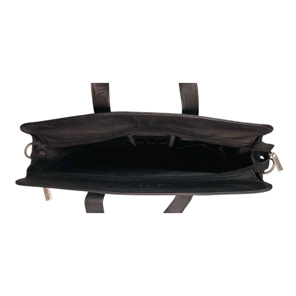 MARK PHILLIPS Black Leather Briefcase & Shoulder Strap Attache Messenger Bag Y2K